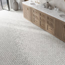 Sagrada Recycled Glass Flor Beige Mosaic Tile Bathroom Floor