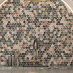 Sagrada Recycled Glass Multicolor Hexagon Mosaic Tile | Tile Club