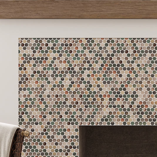 Sagrada Recycled Glass Multicolor Penny Round Tile | Tile Club