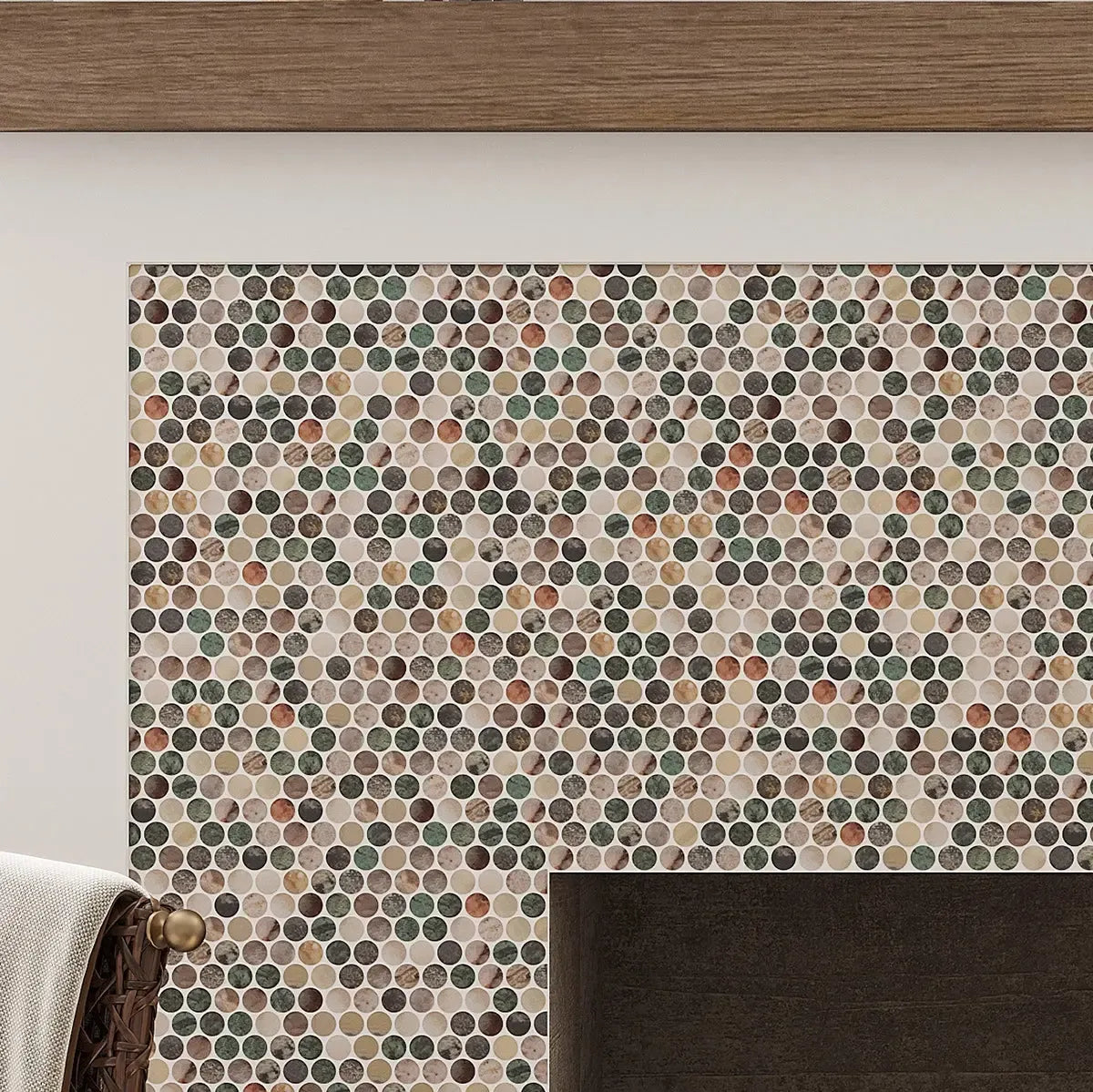 Sagrada Recycled Glass Multicolor Penny Round Tile | Tile Club