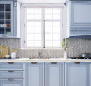 Sail Azul Cielo Etched and Imperial White Marble Mosaic Tile | Tile Club