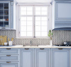Sail Azul Cielo Etched and Imperial White Marble Mosaic Tile | Tile Club