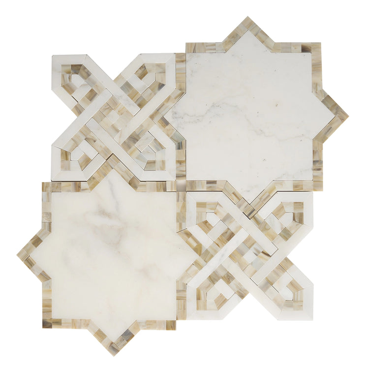 Salma Calacatta Gold Marble and Stained Glass Mosaic Tile | Tile Club
