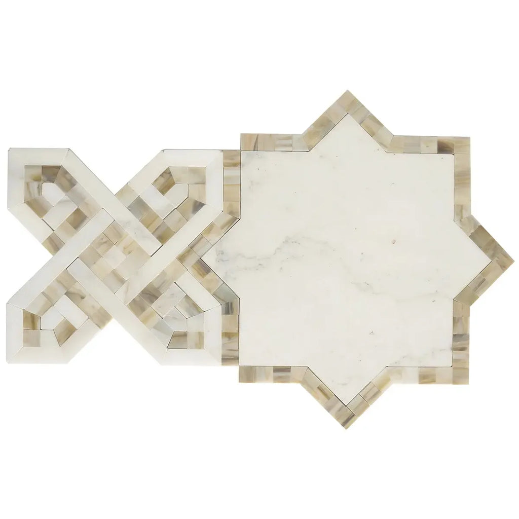 Salma Calacatta Gold Marble and Stained Glass Mosaic Tile