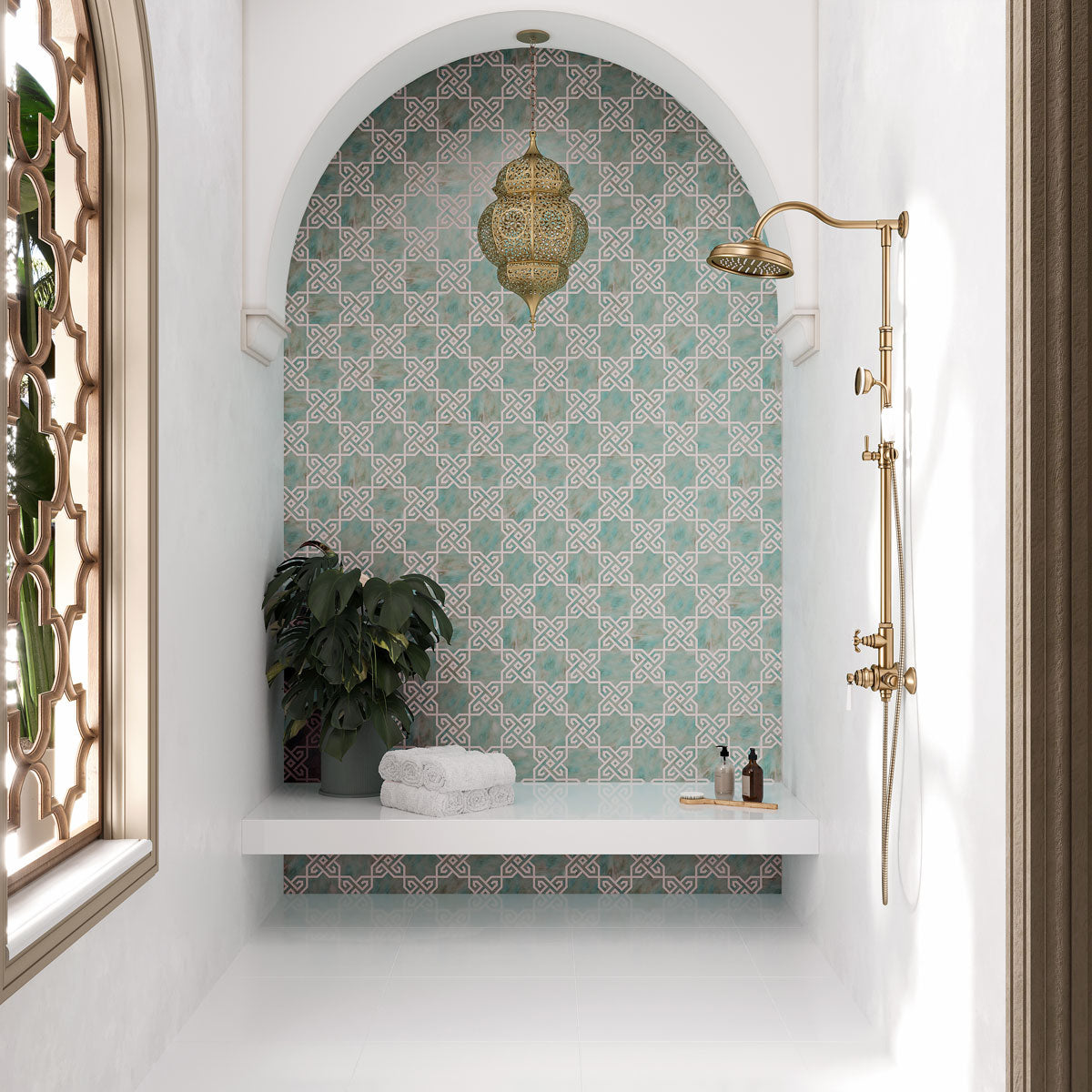 Salma Moss Stained Glass and Dolomite Mosaic Tile | Tile Club