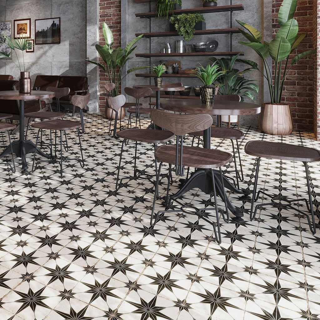 San Clemente Black Star 8.78 x 8.78 Porcelain Tile | Tile Club