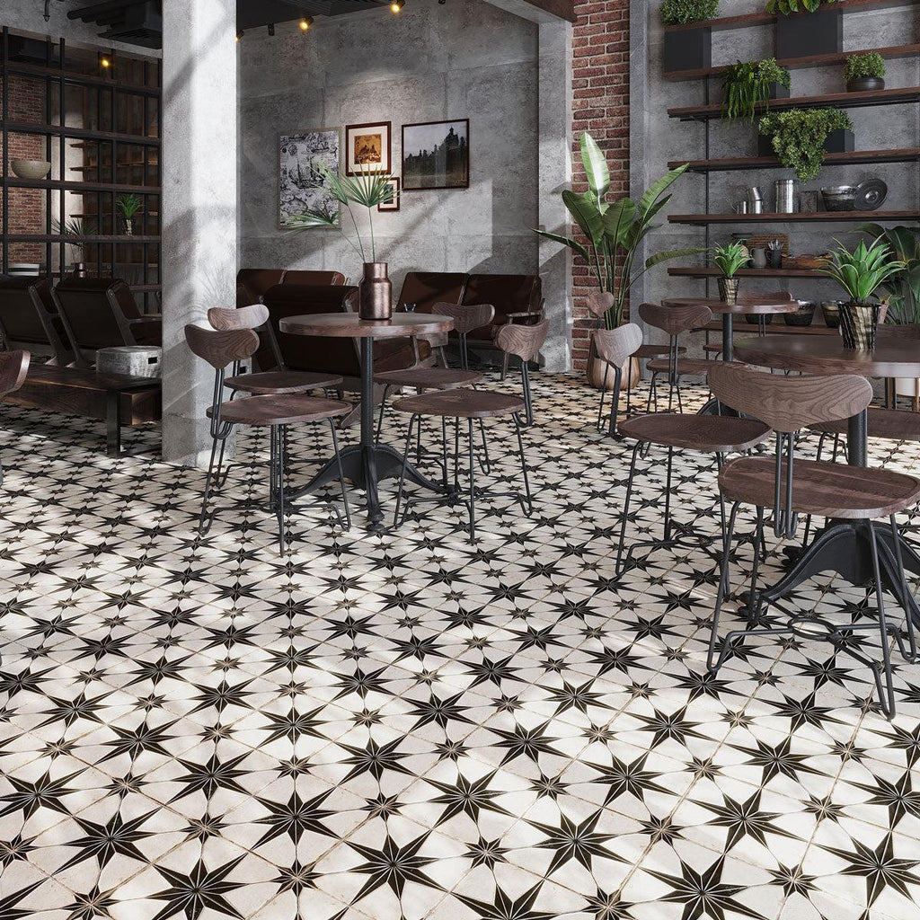 San Clemente Black Star 8.78 x 8.78 Porcelain Tile