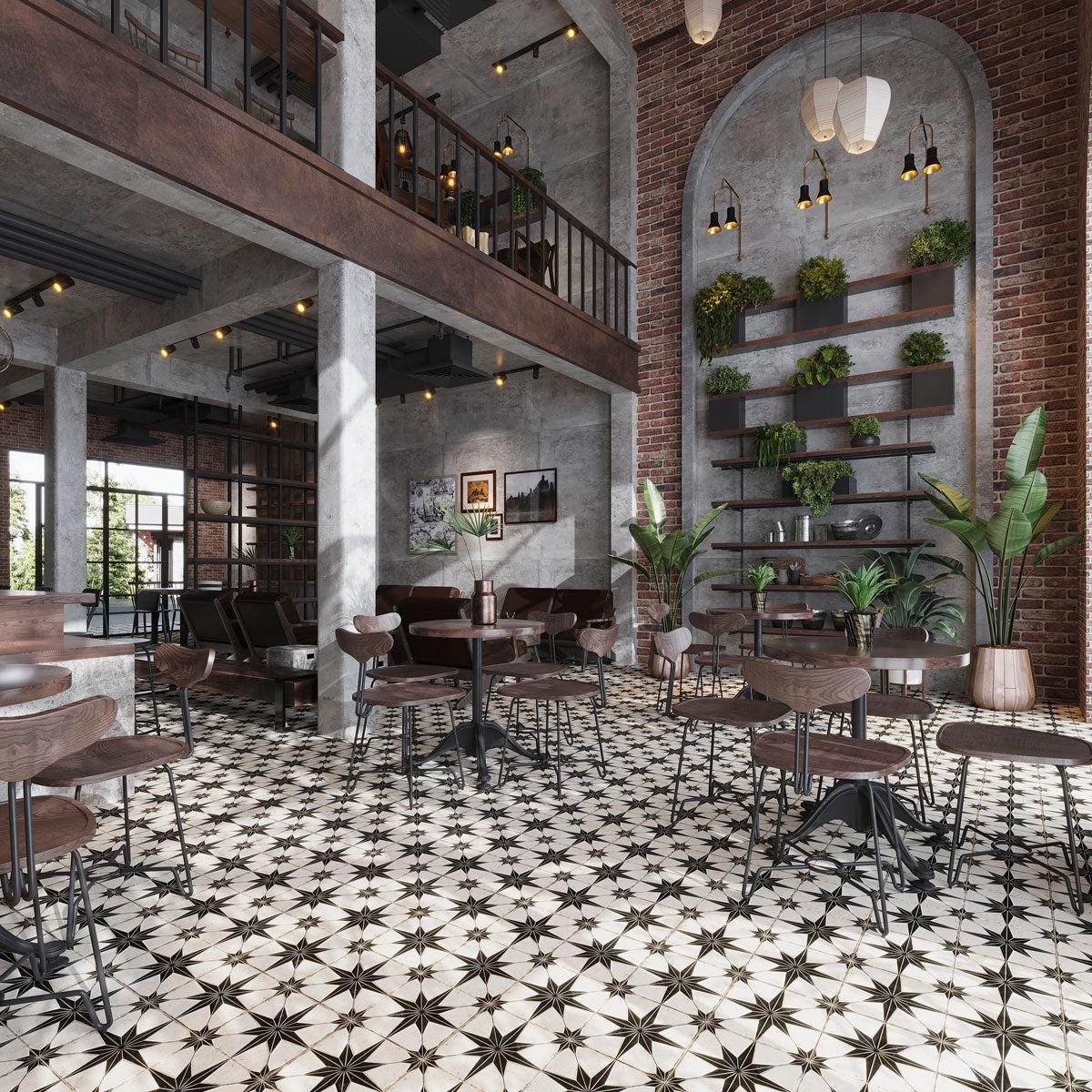 San Clemente Black Star 8.78 x 8.78 Porcelain Tile | Tile Club