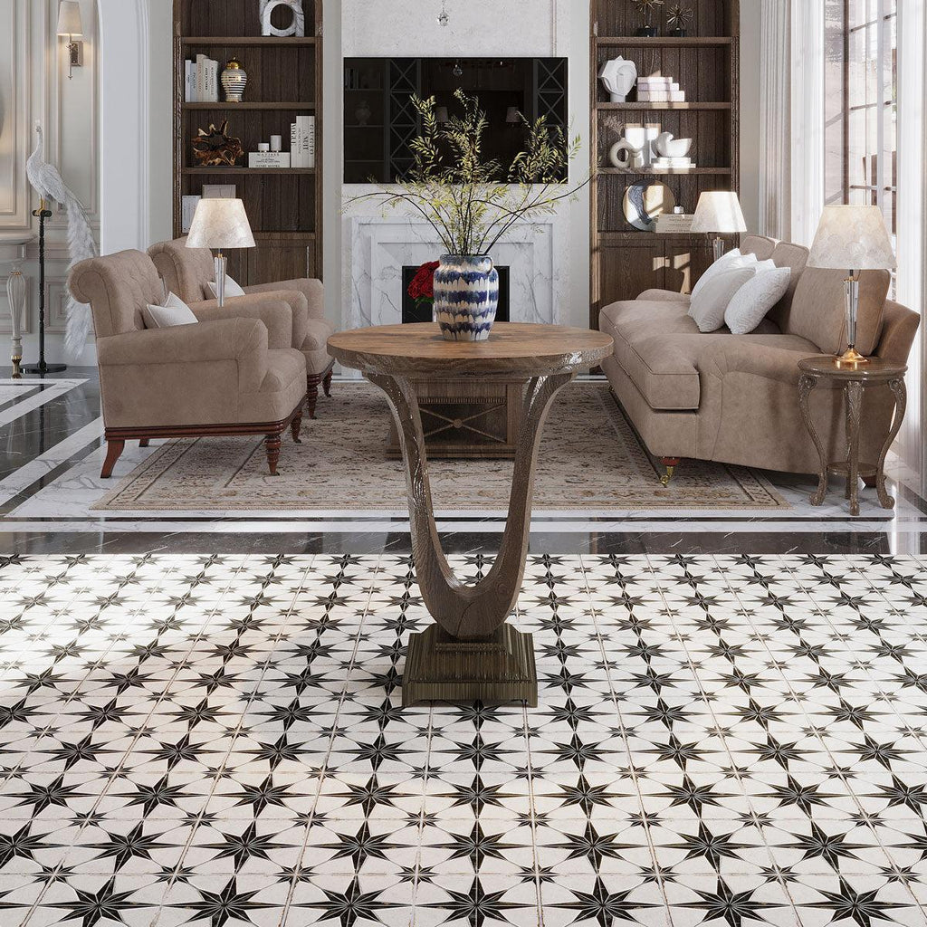 San Clemente Black Star 8.78 x 8.78 Porcelain Tile | Tile Club