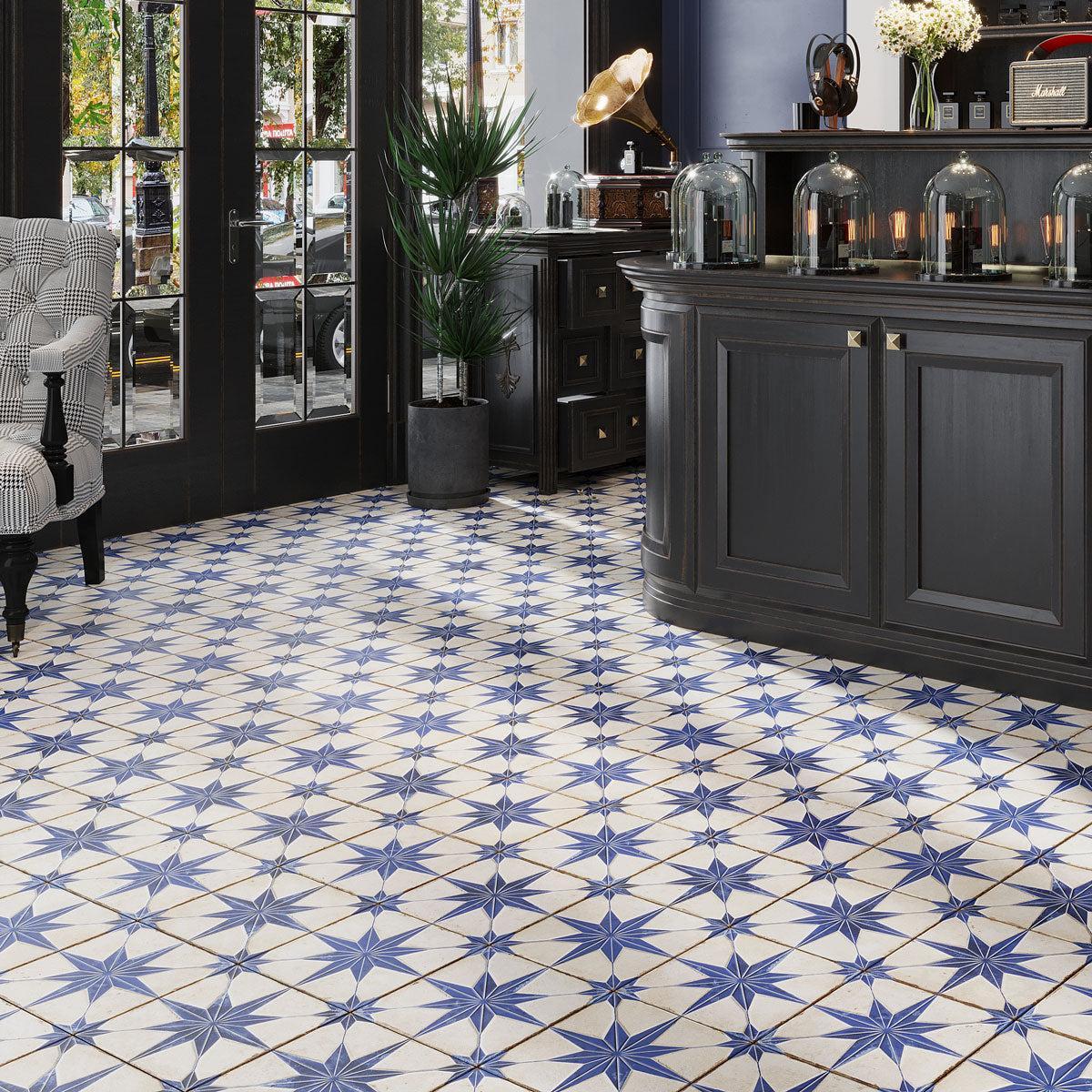 San Clemente Blue Star 8.78 x 8.78 Porcelain Tile | Tile Club