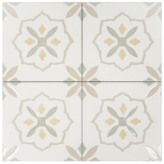 San Clemente Olive Flower 8.78 x 8.78 Porcelain Tile | Tile Club
