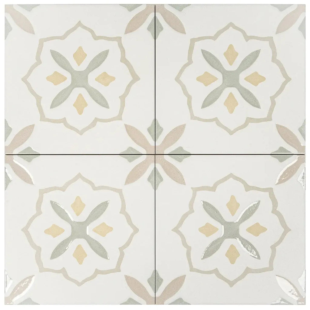 San Clemente Olive Flower 8.78 x 8.78 Porcelain Tile | Tile Club