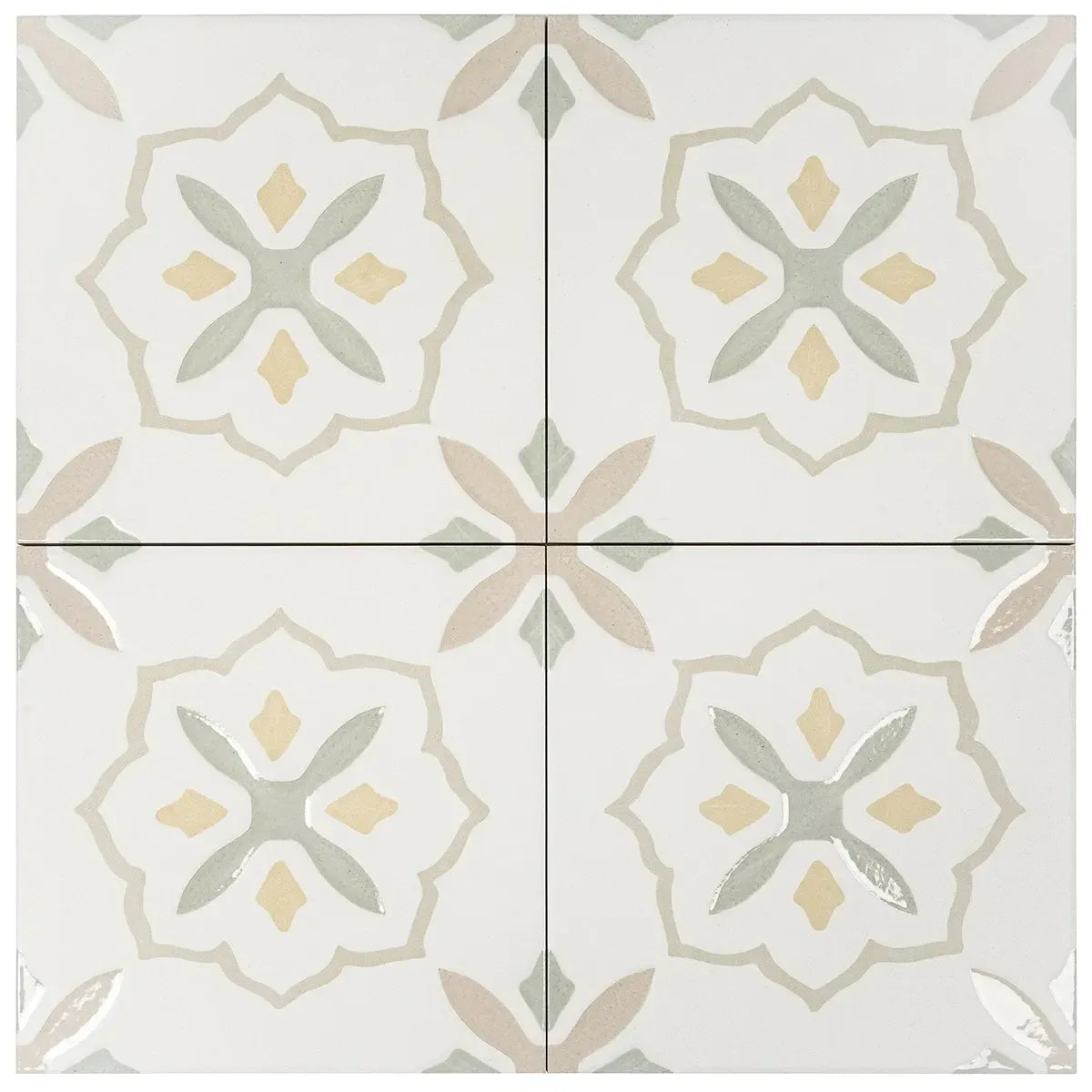 San Clemente Olive Flower 8.78 x 8.78 Porcelain Tile | Spanish