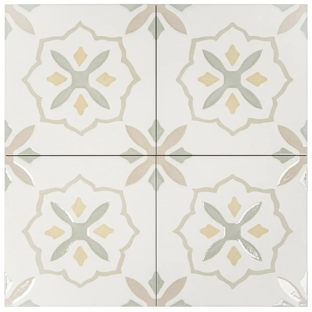 San Clemente Olive Flower 8.78 x 8.78 Porcelain Tile | Tile Club