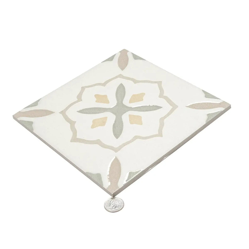 San Clemente Olive Flower 8.78 x 8.78 Porcelain Tile | Tile Club
