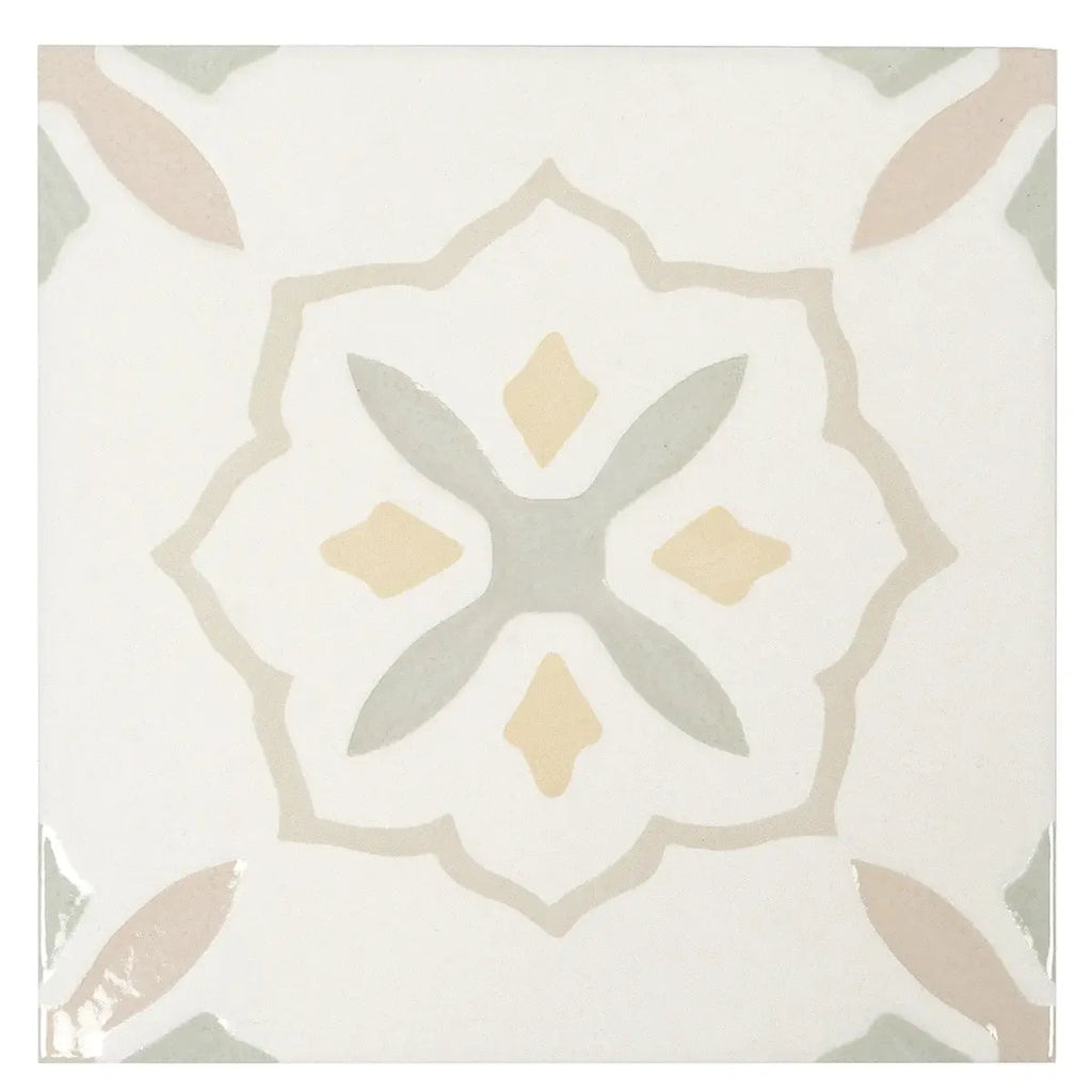 San Clemente Olive Flower 8.78 x 8.78 Porcelain Tile | Tile Club