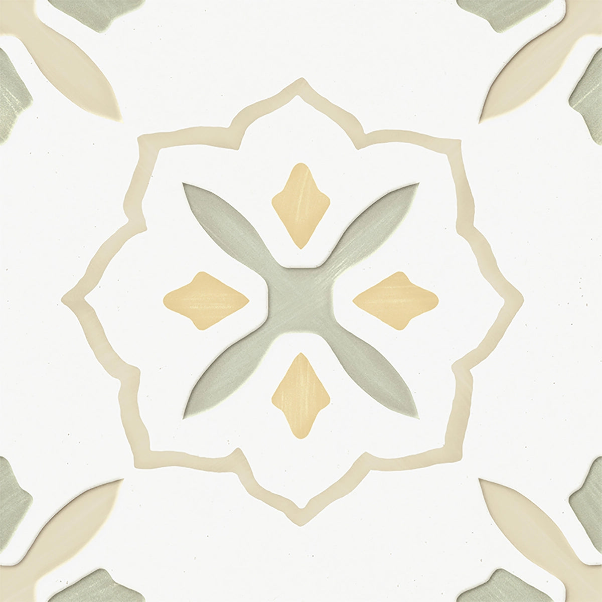 San Clemente Olive Flower 8.78 x 8.78 Porcelain Tile | Tile Club