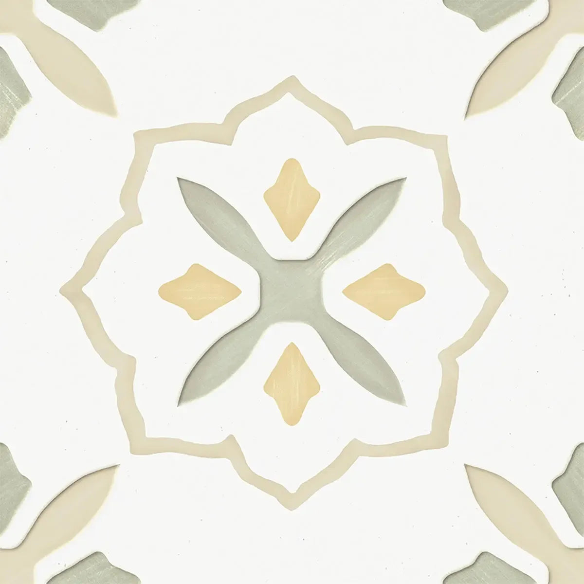 San Clemente Olive Flower 8.78 x 8.78 Porcelain Tile | Spanish