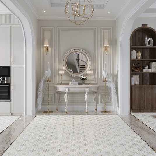 San Clemente Olive Flower 8.78 x 8.78 Porcelain Tile | Tile Club