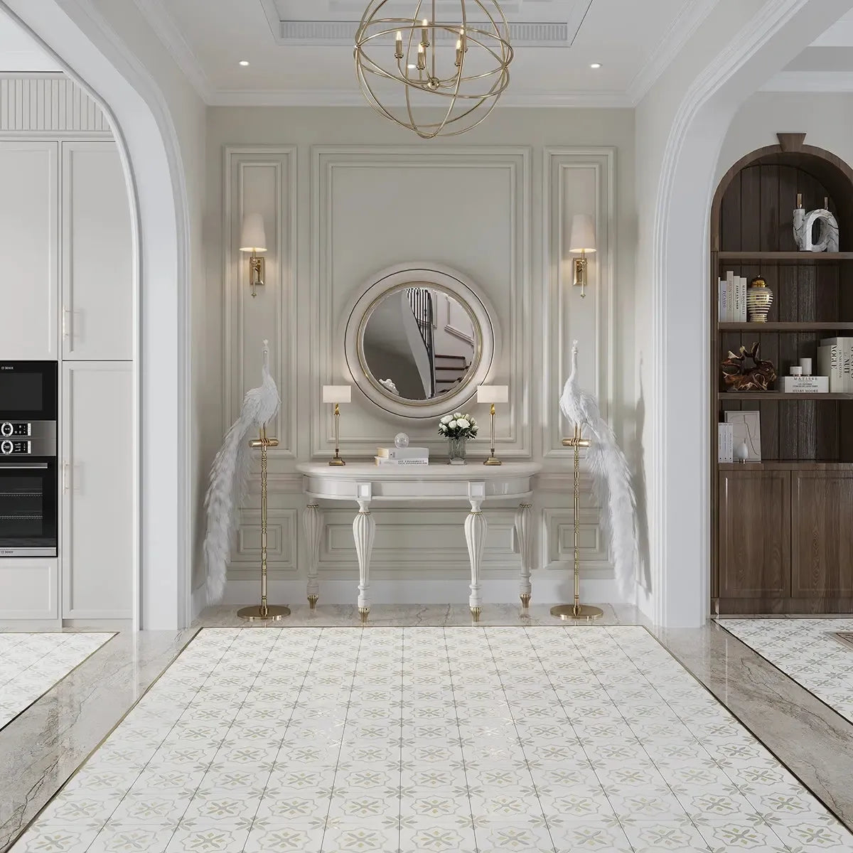 San Clemente Olive Flower 8.78 x 8.78 Porcelain Tile | Tile Club