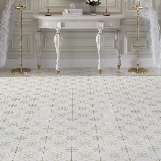 San Clemente Olive Flower 8.78 x 8.78 Porcelain Tile | Tile Club