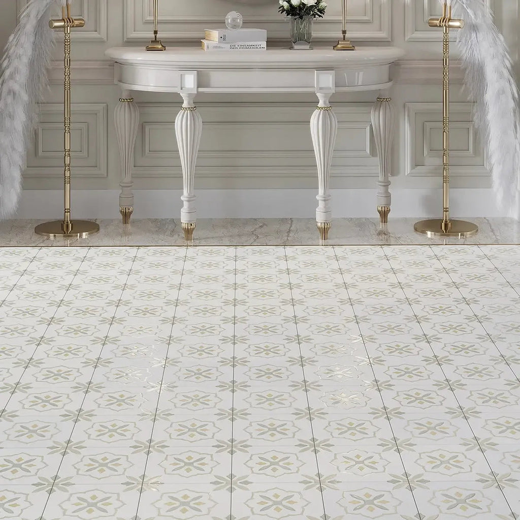 San Clemente Olive Flower 8.78 x 8.78 Porcelain Tile | Tile Club