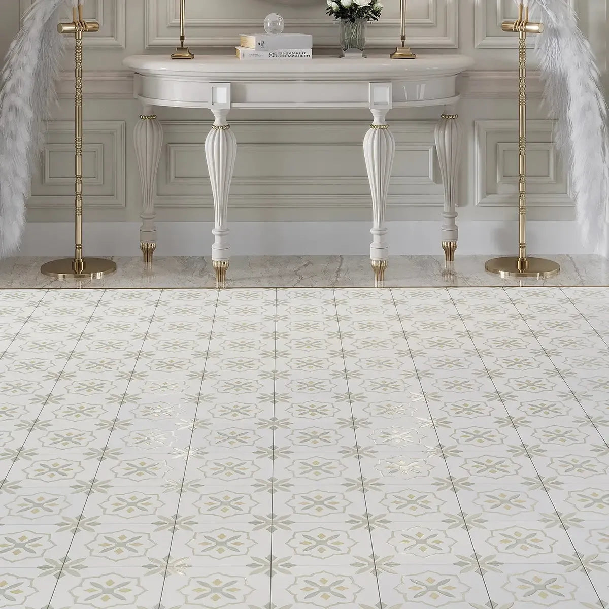 San Clemente Olive Flower 8.78 x 8.78 Porcelain Tile | Tile Club