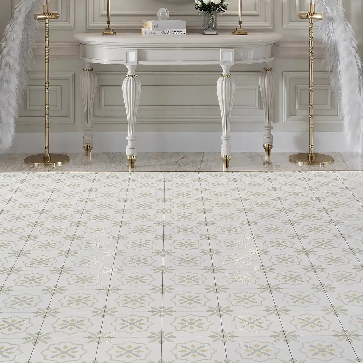 San Clemente Olive Flower 8.78 x 8.78 Porcelain Tile | Tile Club