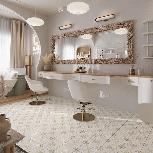 San Clemente Olive Flower 8.78 x 8.78 Porcelain Tile | Tile Club