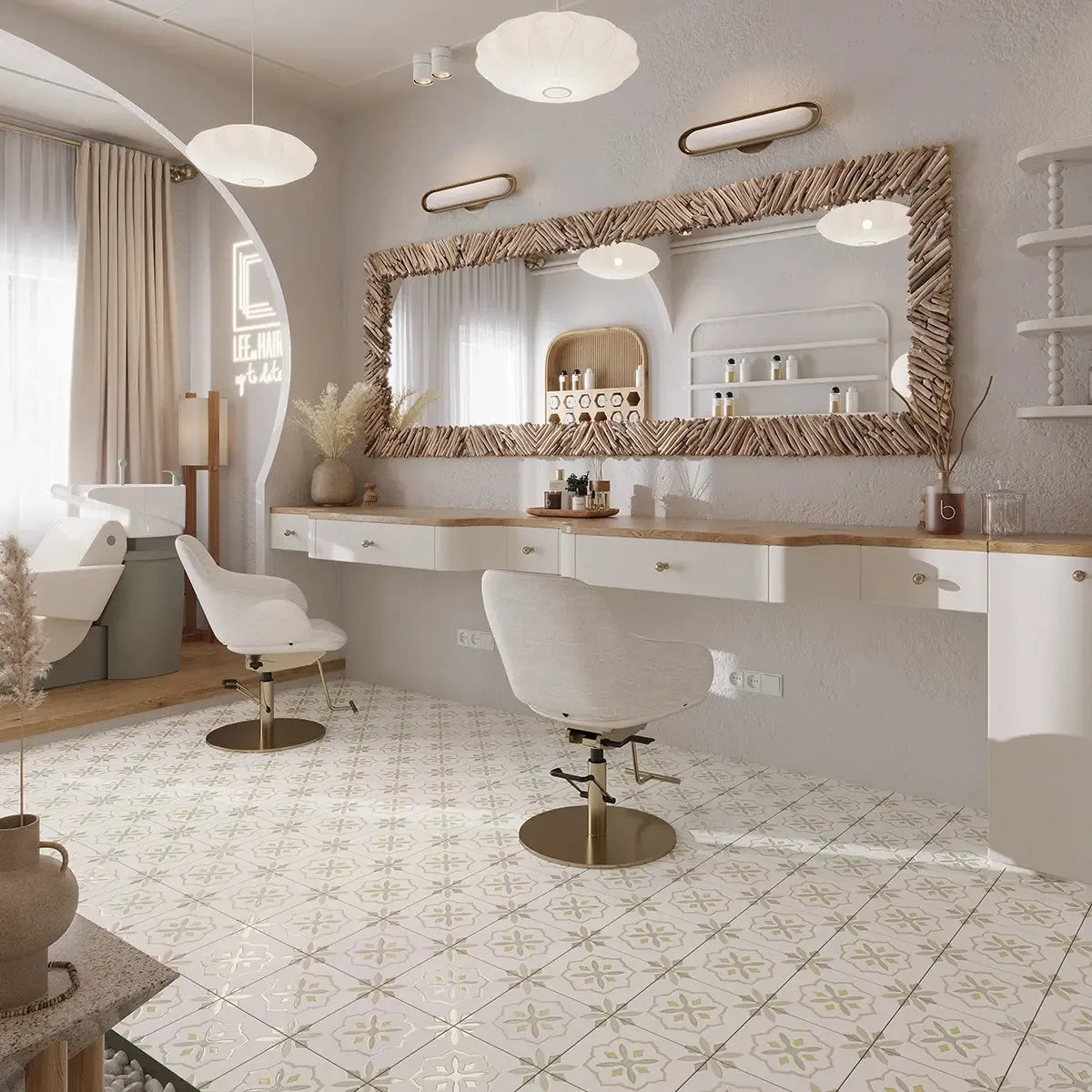 San Clemente Olive Flower 8.78 x 8.78 Porcelain Tile | Spanish