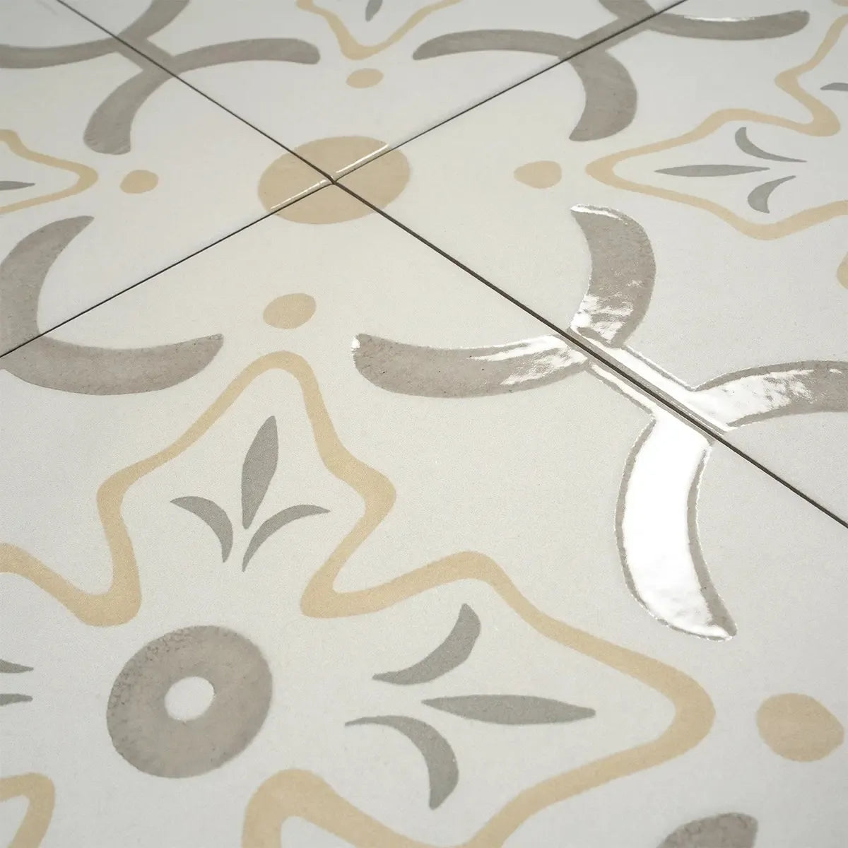 San Clemente Taupe Flower 8.78 x 8.78 Porcelain Tile | Tile Club