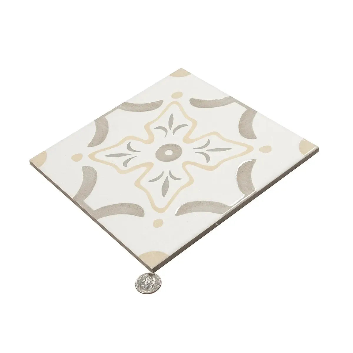 San Clemente Taupe Flower 8.78 x 8.78 Porcelain Tile | Tile Club