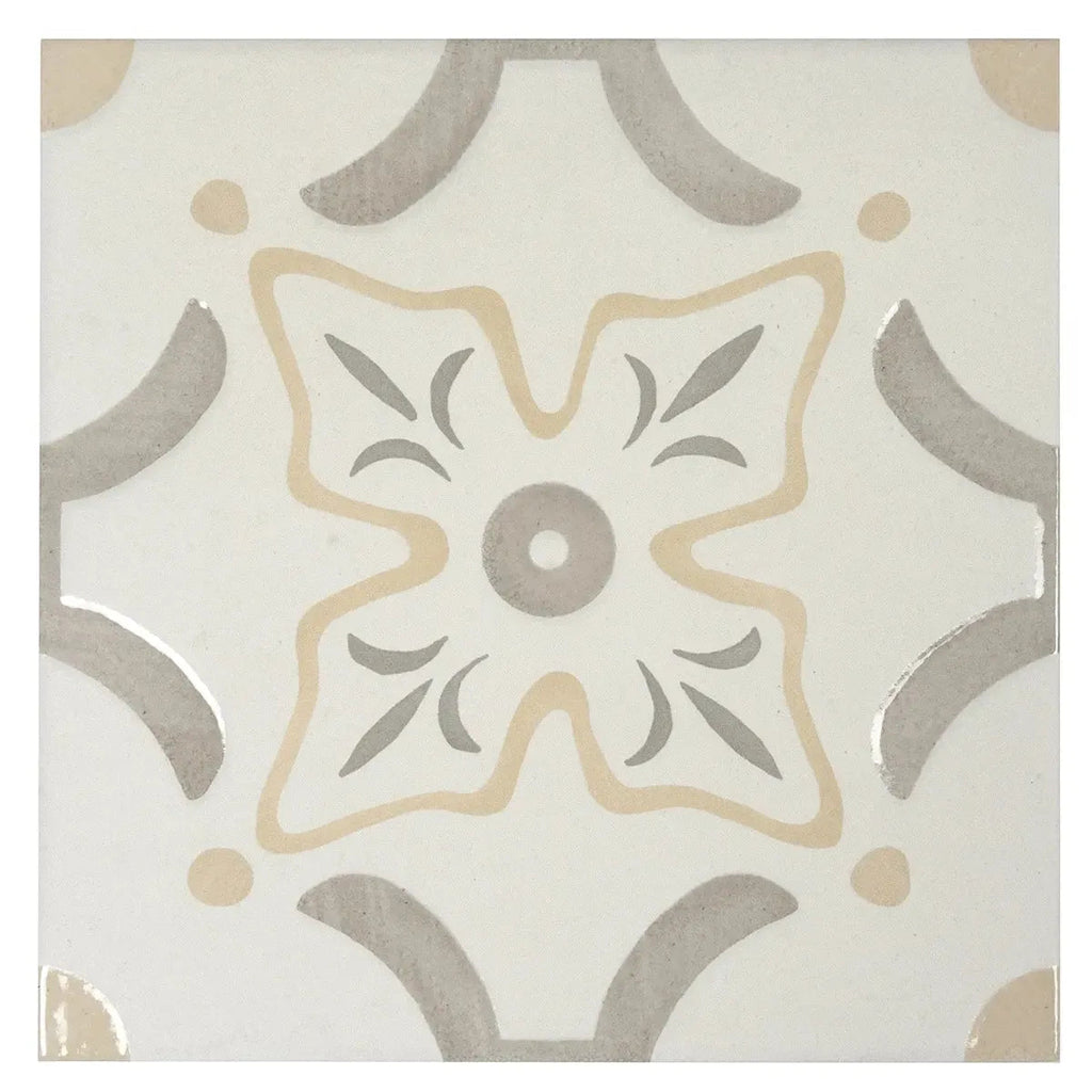 San Clemente Taupe Flower 8.78 x 8.78 Porcelain Tile | Tile Club