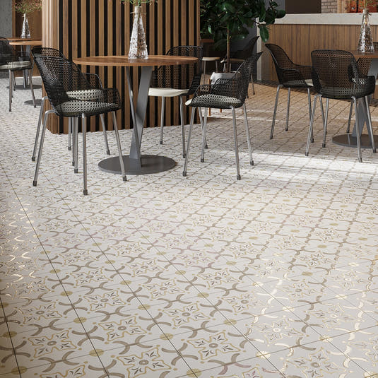 San Clemente Taupe Flower 8.78 x 8.78 Porcelain Tile | Tile Club