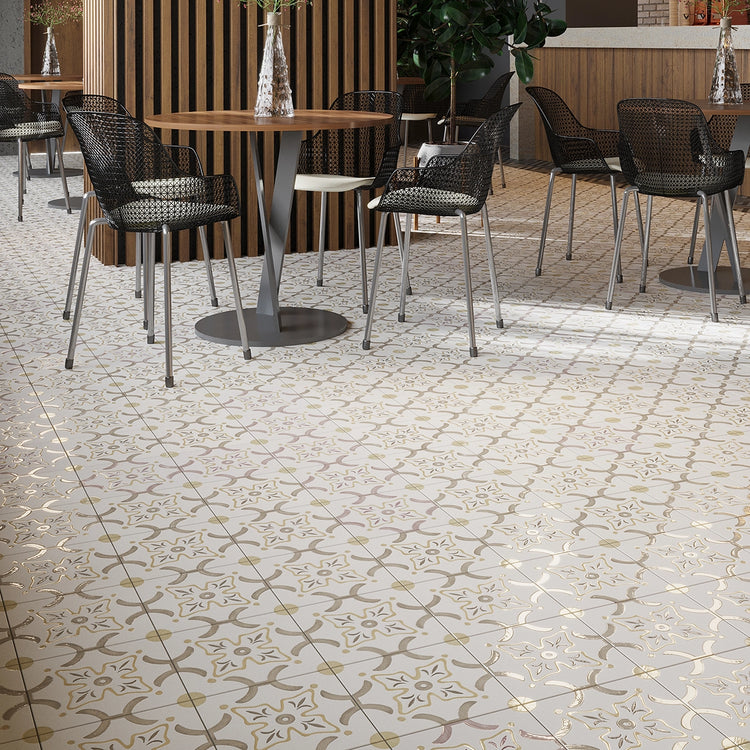 San Clemente Taupe Flower 8.78 x 8.78 Porcelain Tile | Tile Club