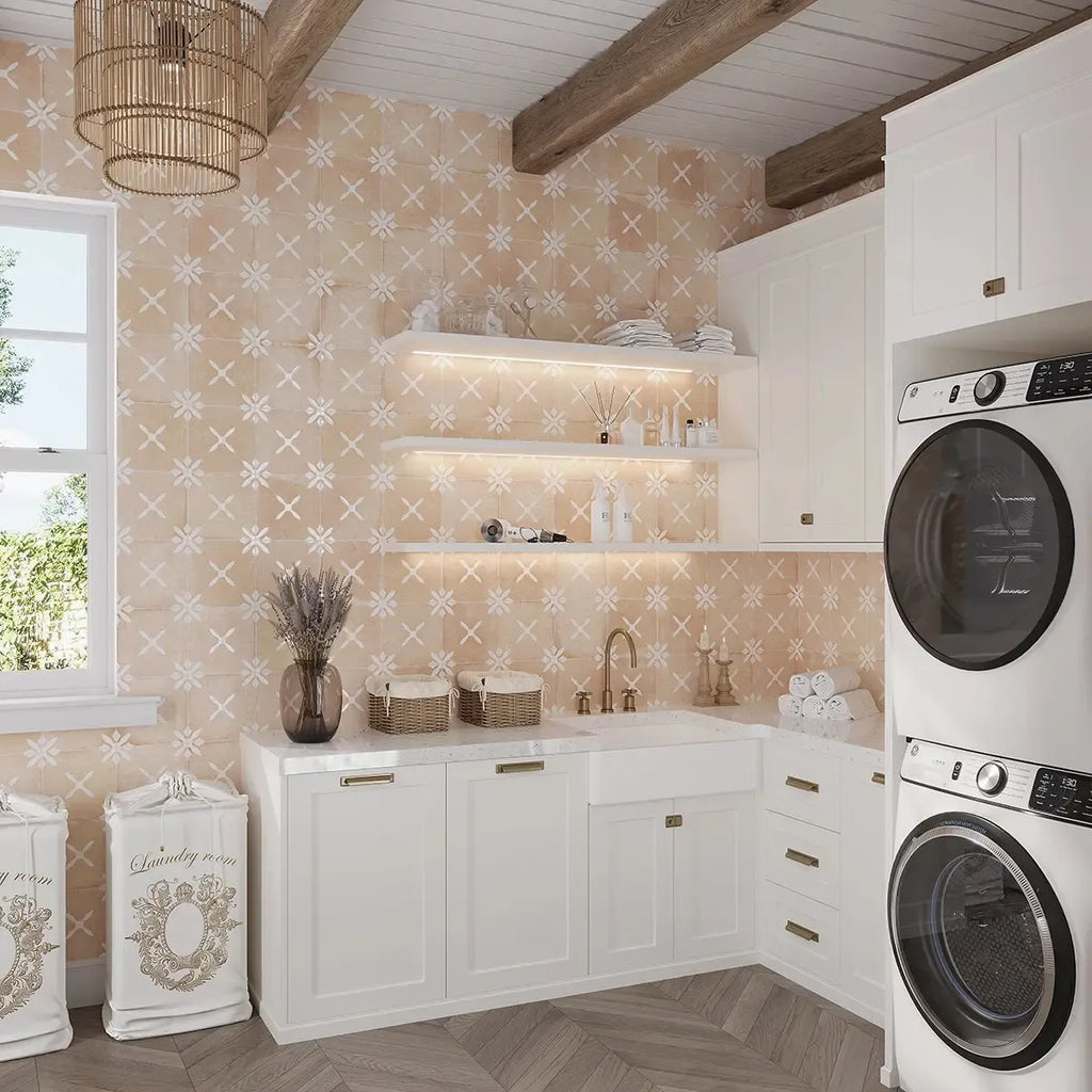 San Clemente Terracotta Flower 8.78 x 8.78 Porcelain Tile | Tile Club