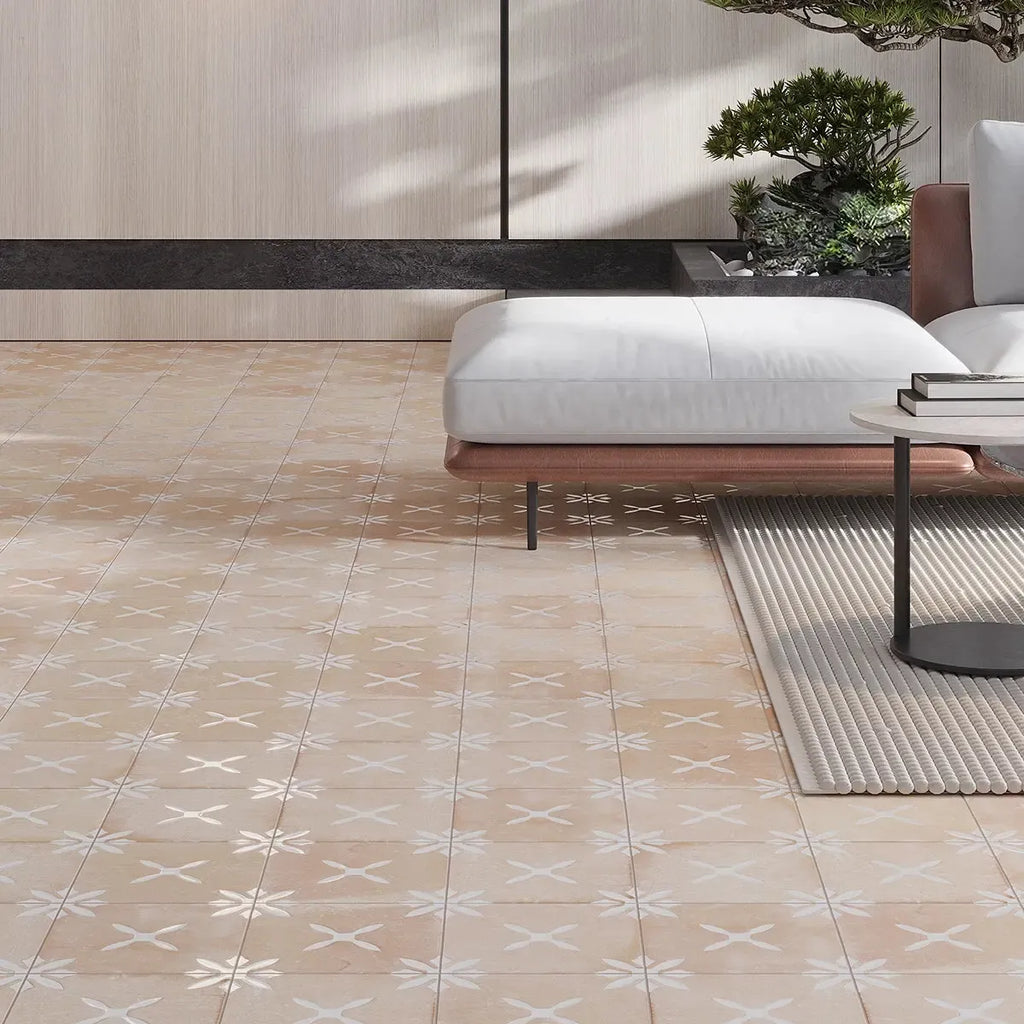 San Clemente Terracotta Flower 8.78 x 8.78 Porcelain Tile | Tile Club