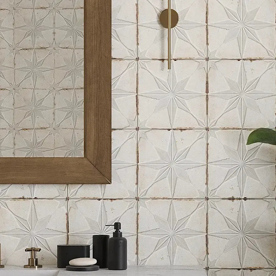 Antique Spanish star bathroom wall tile