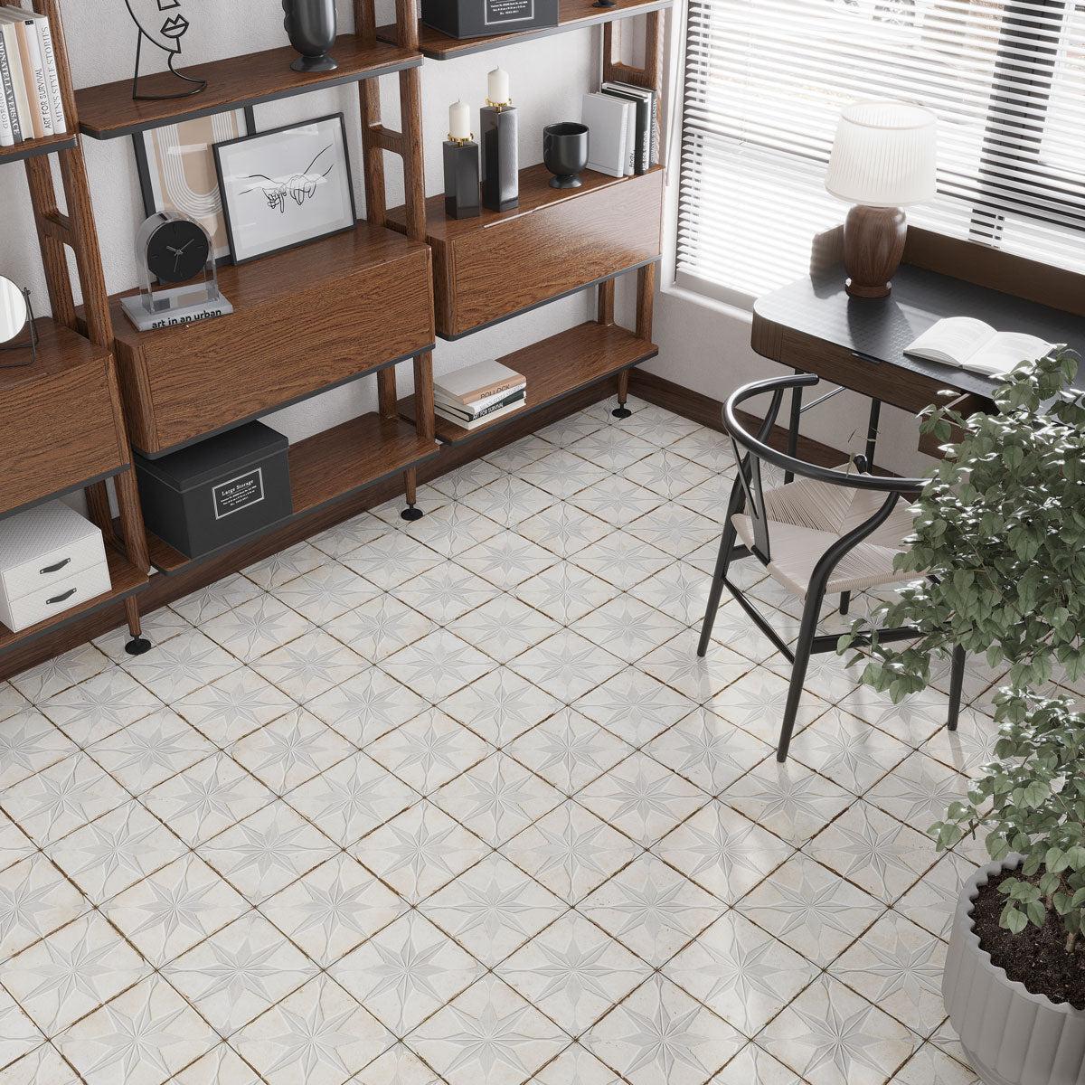 San Clemente White Star 8.78 x 8.78 Porcelain Tile | Tile Club