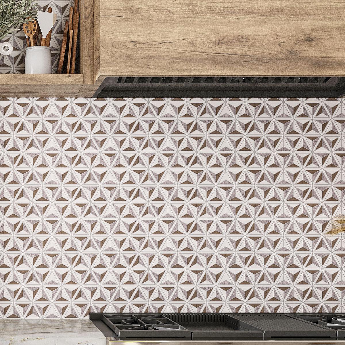 Sand Valley And Thassos Leaf Marble Mosaic Tile