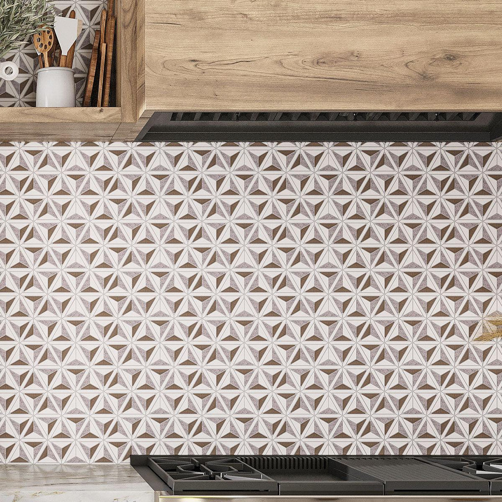 Sand Valley And Thassos Leaf Marble Mosaic Tile