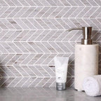 Sand Valley Herringbone Marble Mosaic Tile backsplash