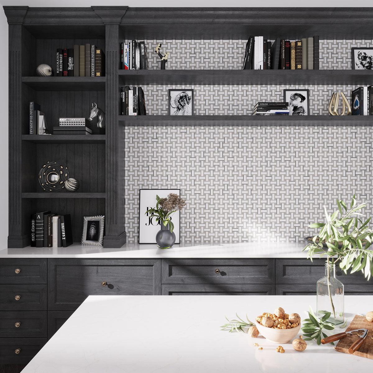 Sand Valley & Thassos Basket Weave Mosaic Tile | Tile Club