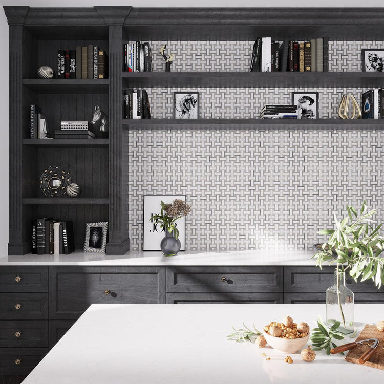 Sand Valley & Thassos Basket Weave Mosaic Tile | Tile Club