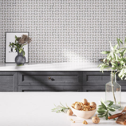 Basket Weave Mosaic tile backsplash