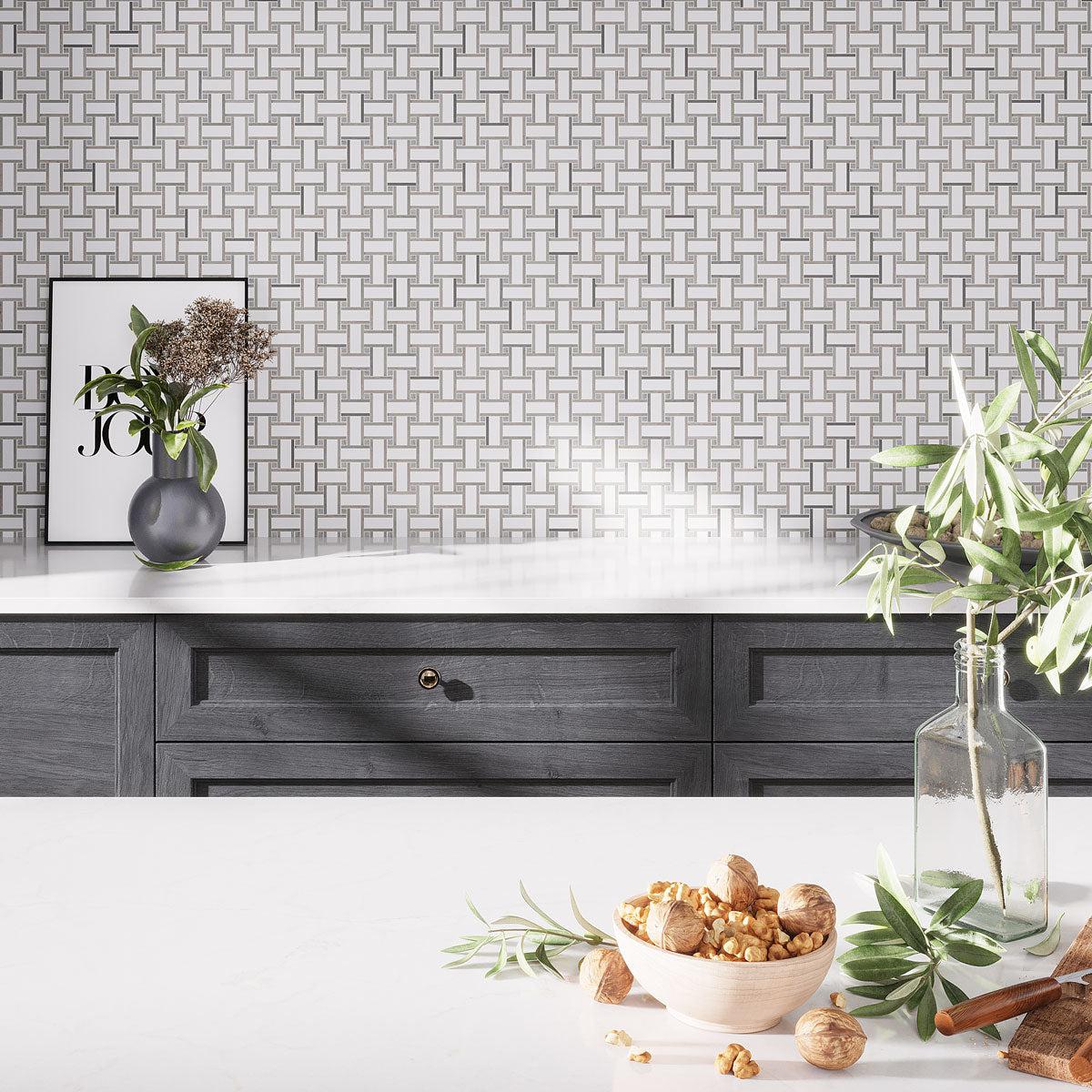 Basket Weave Mosaic tile backsplash