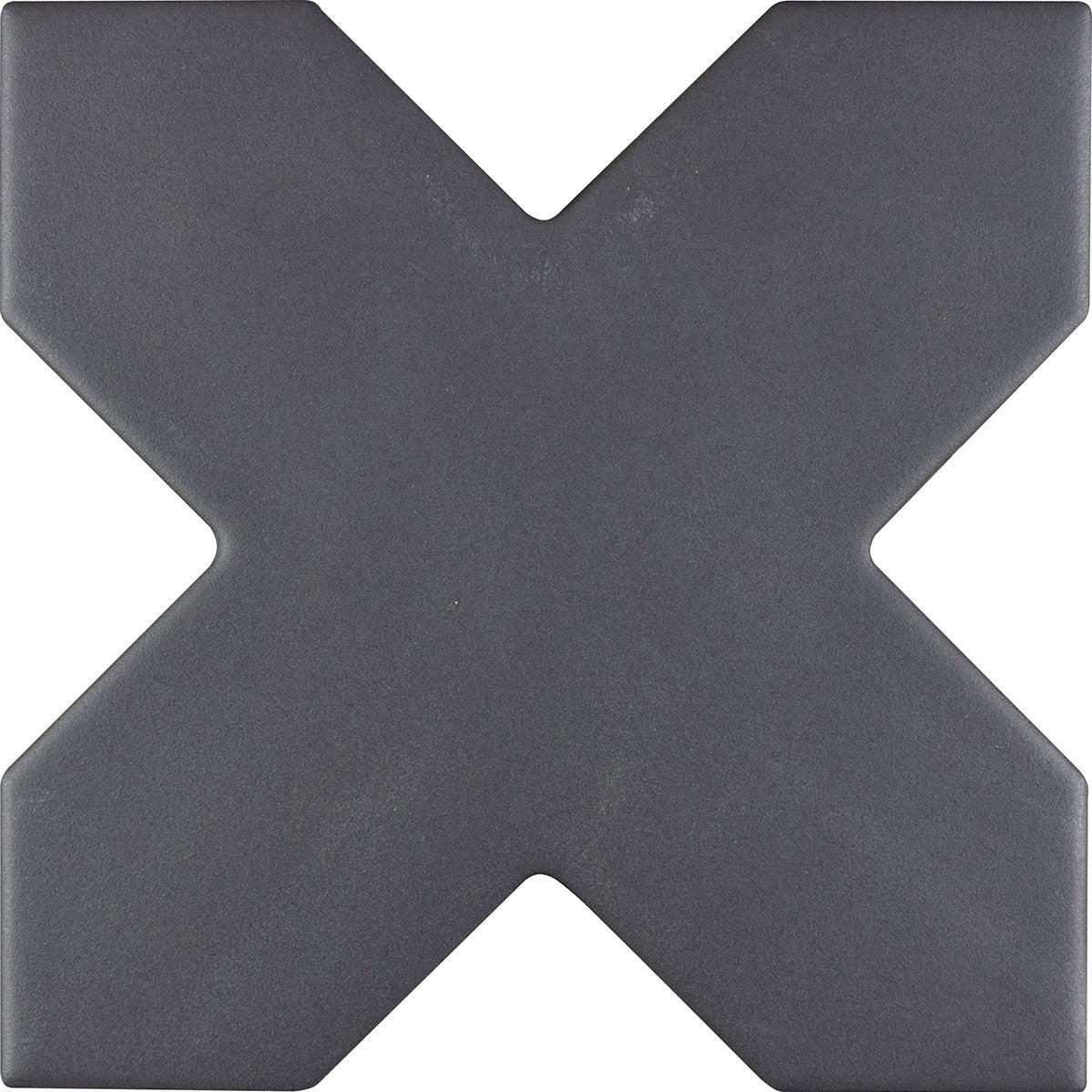 Santa Barbara Black Cross Ceramic Tile | Star and Cross Pattern