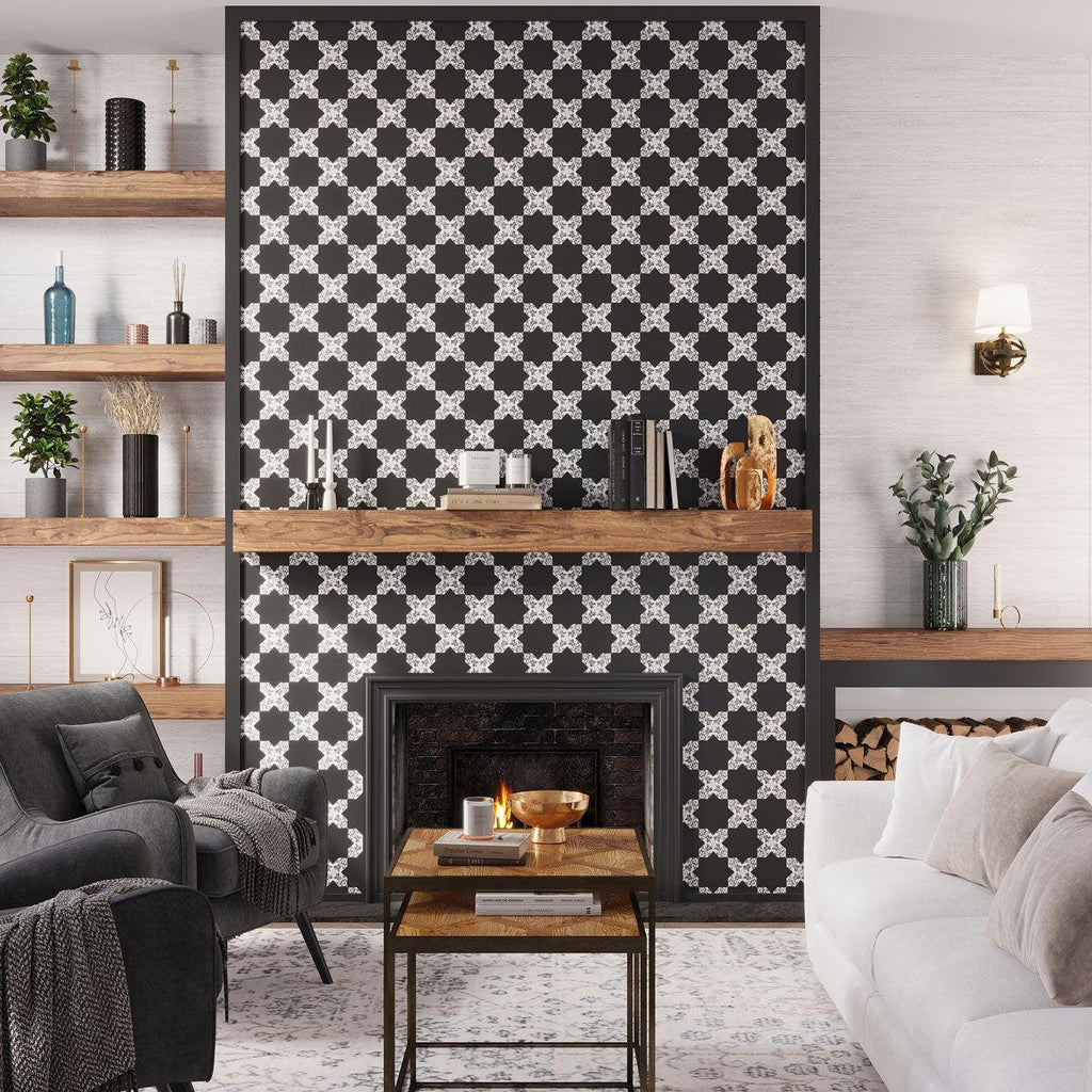 Santa Barbara Black Decorative Cross Ceramic Tile | Tile Club