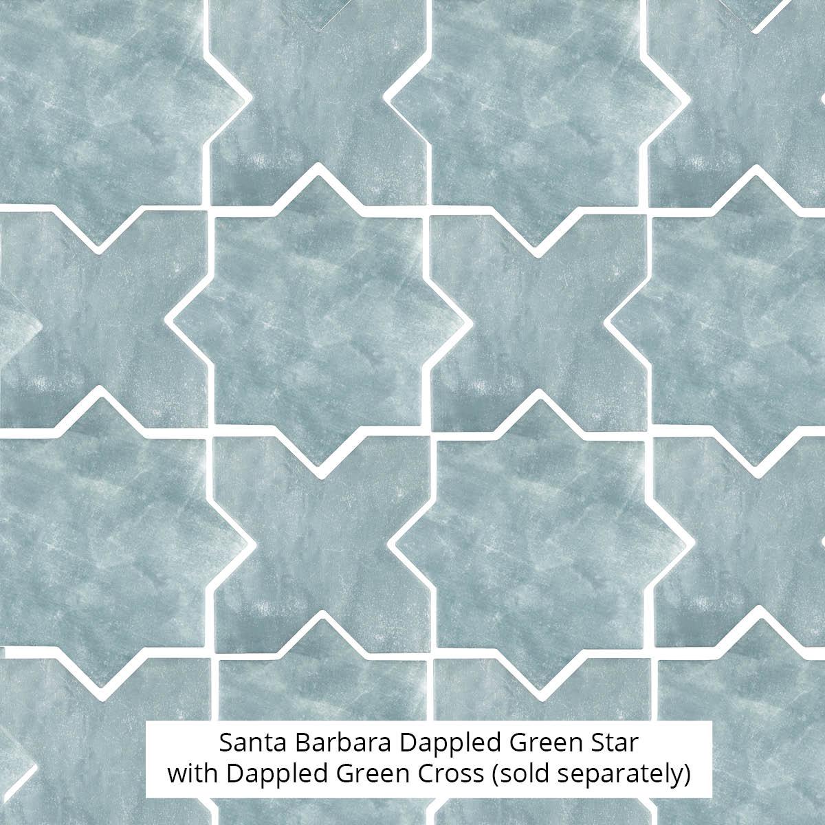 Santa Barbara Dappled Green Cross Ceramic Tile | Star and Cross Pattern Tile