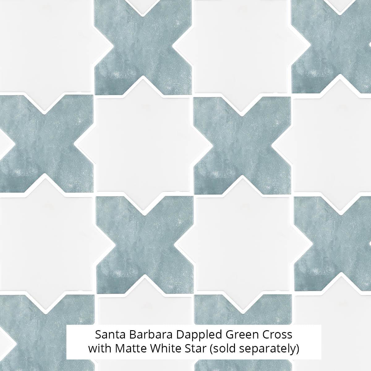 Santa Barbara Matte White Star Ceramic Tile | Star and Cross Pattern Tile